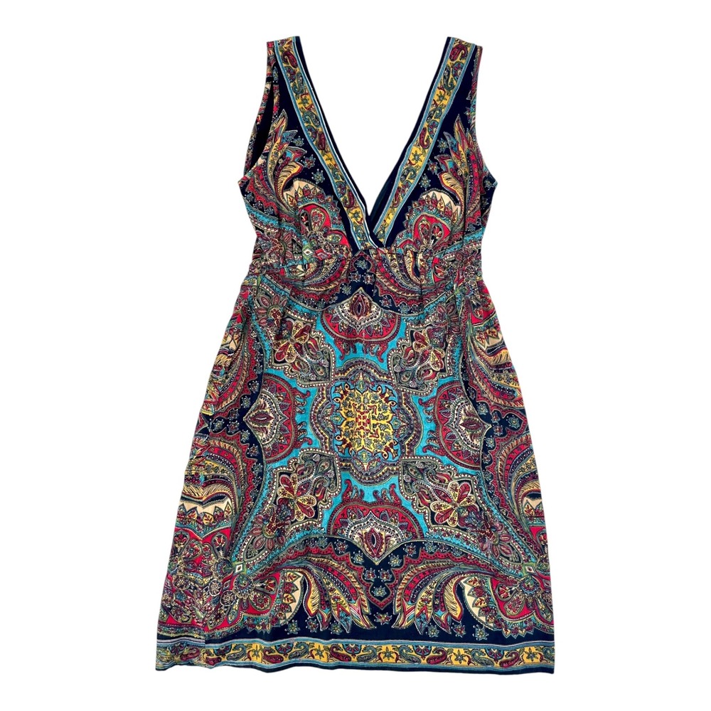 Vintage Angie Sundress Womens Medium Black Paisley Boho V-Neck Y2K 100% Cotton - Picture 5 of 9